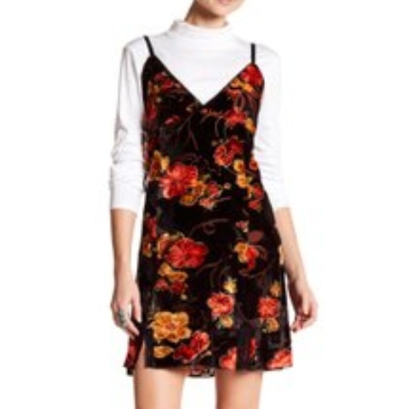 Angie women L floral burnout velvet slip dress - Picture 1 of 7